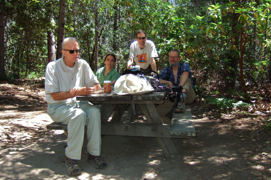 Enjoying lunch at a picnic table at the Castle Rock Trail Camp