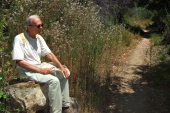 David enjoys a brief rest on the Travertine Springs Trail.
