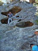 Kids playing in the sandstone caves