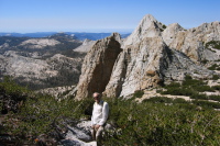 David on Echo Ridge (10850ft); Echo Peaks (~11000ft) are behind.