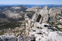Looking back at Echo Peaks and Yosemite Valley from Echo Ridge (11100ft)