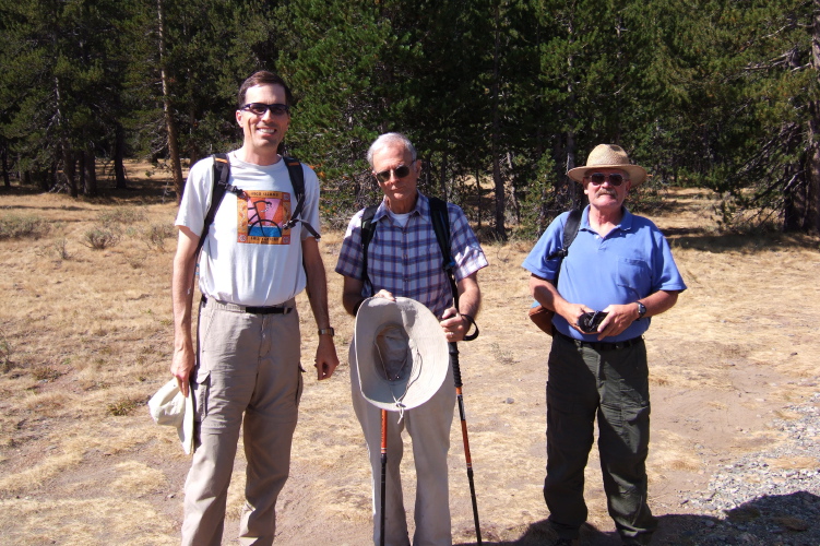 Bill, David, and Ron get ready to hike.