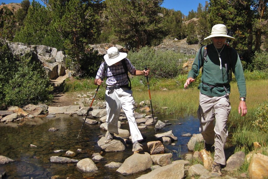 Bill and David cross the outflow of Bull Lake.