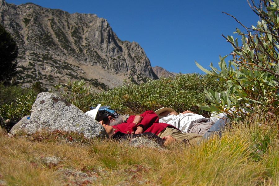 The hikers all take a nap.