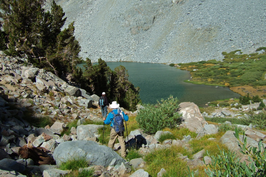 Frank and Stella approach upper Chocolate Lake.