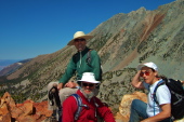 Bill, Frank, and Stella at the summit of Chocolate Peak