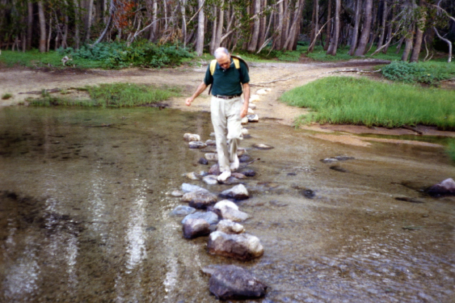 David crosses Tenaya Creek near the trailhead.