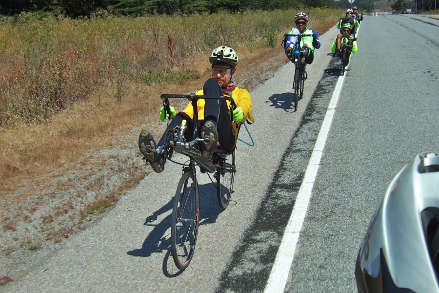 Zach leads the bunch past Año Nuevo