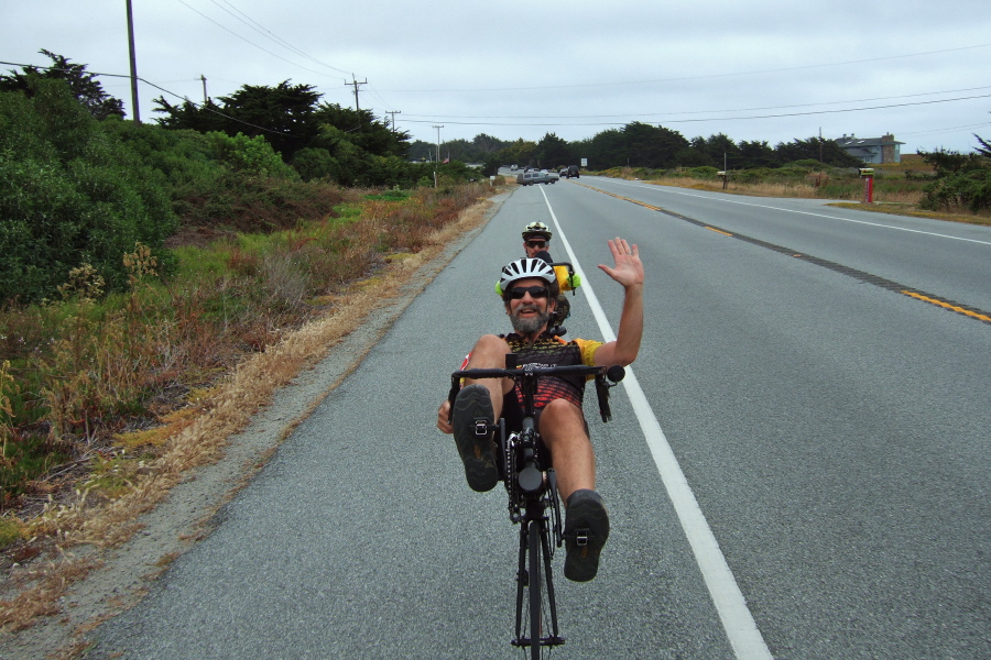 Dave enjoys his ride, while Zach tucks in behind.