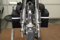 Panniers, mounted on bike, rear view.