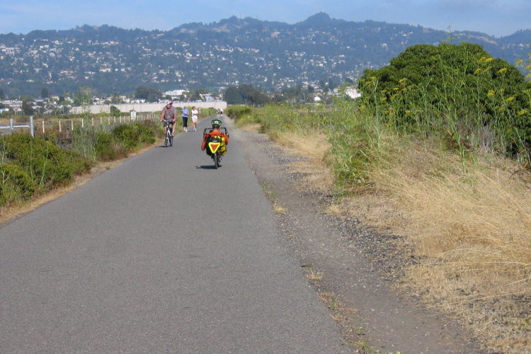 Riding into Albany on the waterfront trail.