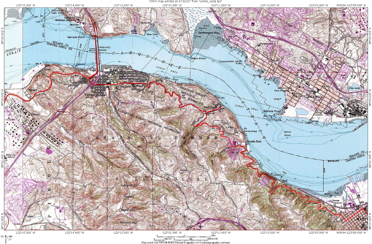 Carquinez Scenic Drive Detail Map.