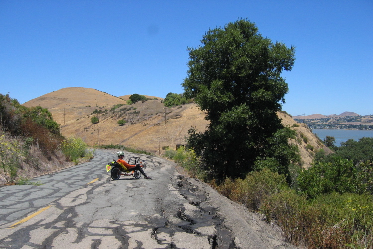 Carquinez Scenic Rd. slowly peeling off the hillside.