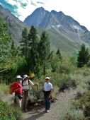 Frank, David, and Stella at the junction with the trail up Convict Canyon.