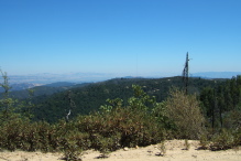 View southeast toward the big antenna tower along the ridge