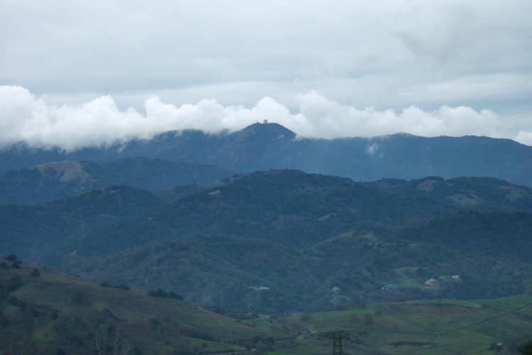 Mt. Umunhum (3486ft) in the clouds.