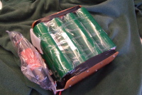 Battery pack outside of bag.
