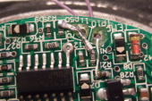 Damaged solder pads and for temperature probe and nearby traces. (2)