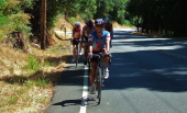 Letty Block enjoys leading the group up CA9 north of Boulder Creek.