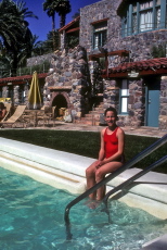 Laura at the Furnace Creek Inn swimming pool