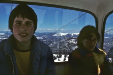 Bill and Laura in the Mammoth Mountain gondola (old style)