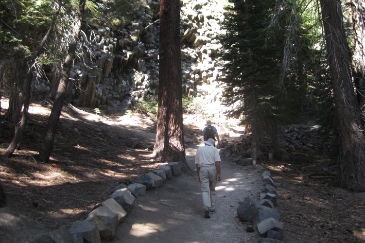 Bill and David trudge up the trail to the top of the Postpile.