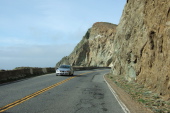 Here the road hugs the cliffs.
