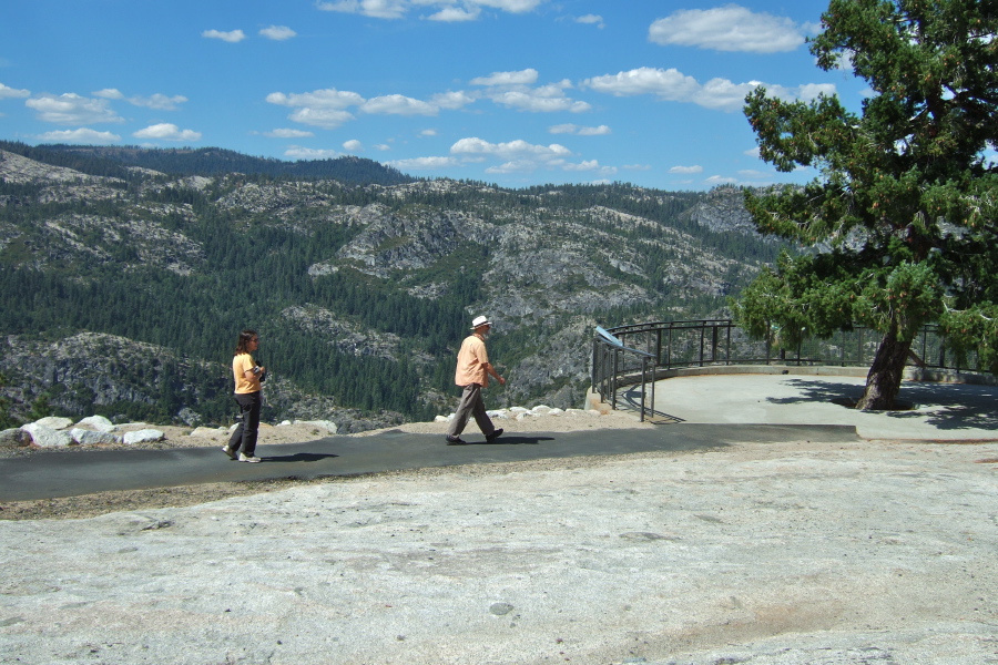 Stella and Frank enjoy the view at Donnell Overlook