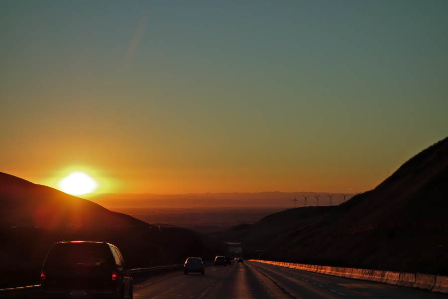 Sunrise over the Central Valley as we descend east of Altamont Pass