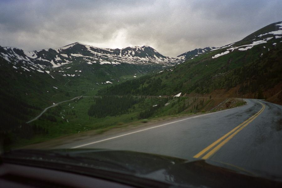 Descending out of the clouds, west side of Independence Pass