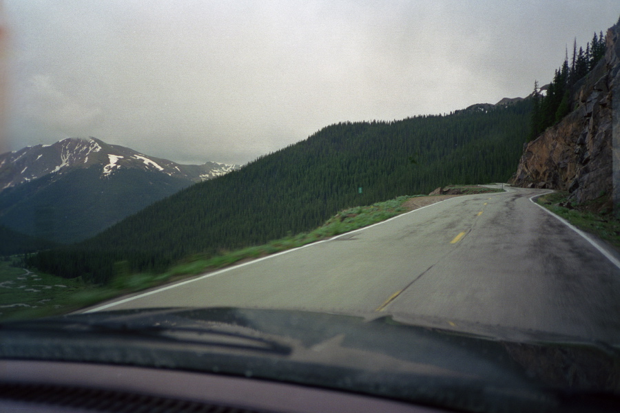 Climbing the slick road up to Independence Pass.