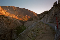 Sunset on the mountains, Tioga Pass east.