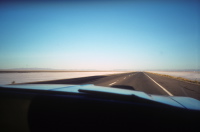 Driving eastbound on I-80 across the Bonneville Salt Flats