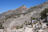 David nears the top of Duck Pass.