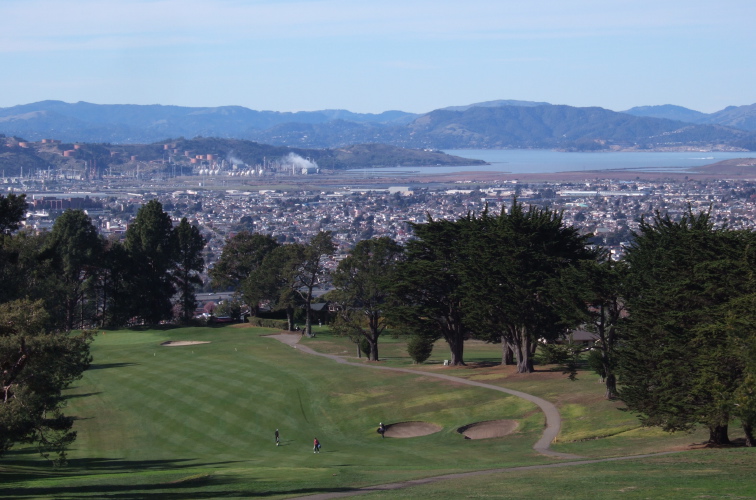 View of Chevron refinery near Pt. Molate from Arlington Blvd., El Cerrito.