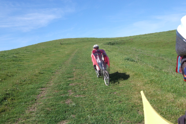 Riding down the Mezue Trail.