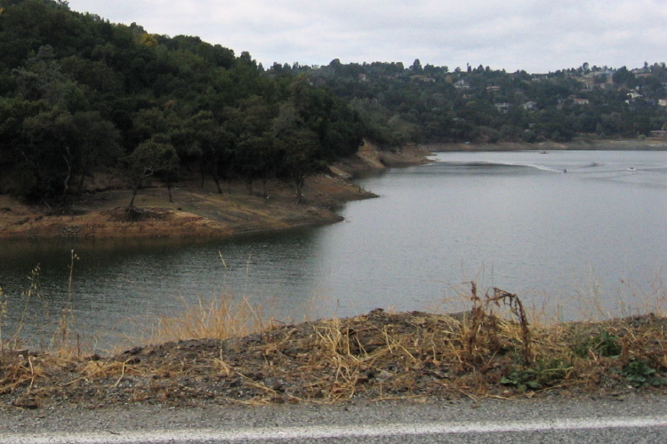 Riding past Anderson Lake. (650ft)