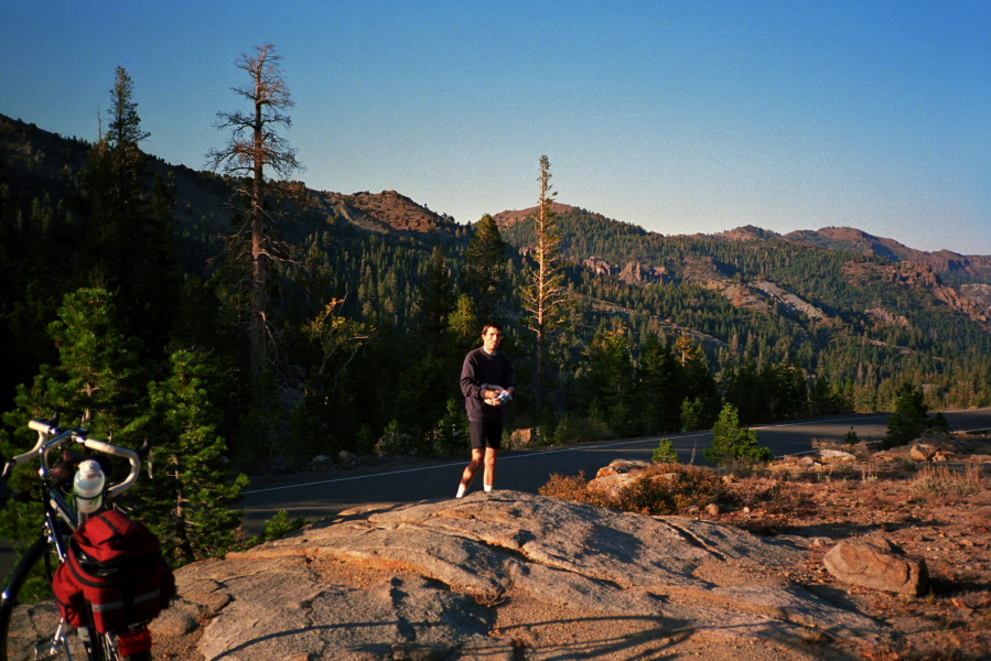 Bill stopping to enjoy the view east of Ebbetts Pass.