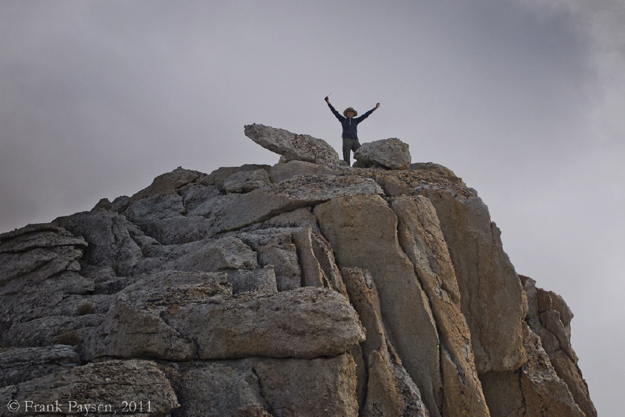 Bill attempts to conduct a nonexistent orchestra from the surprisingly capacious summit of Echo Ridge (11168ft).