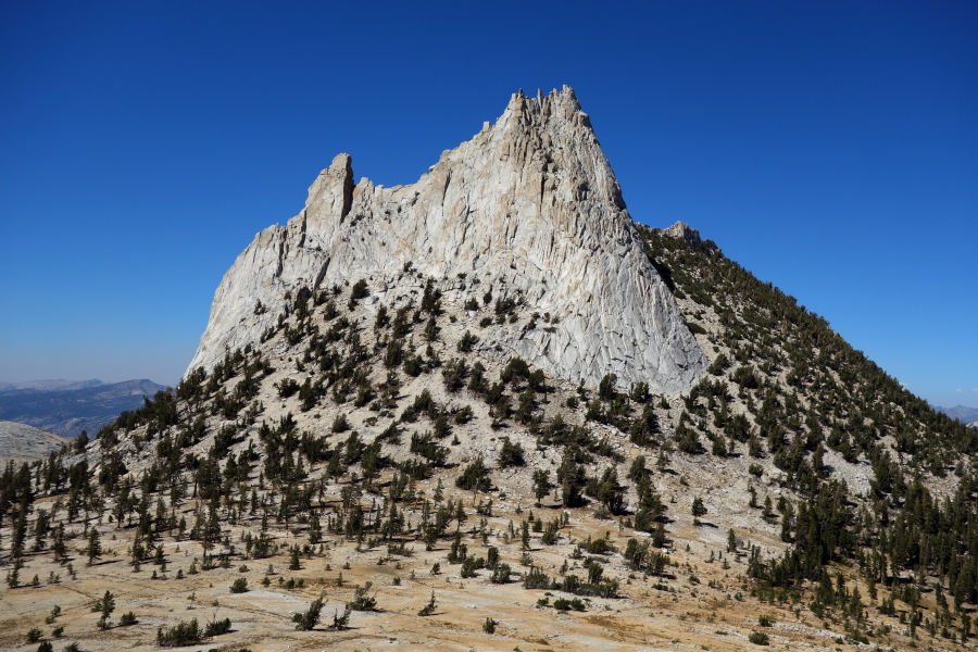 Cathedral Peak grows in our view as we approach it.