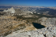 View of Cathedral Peak and Budd Lake from Echo Ridge