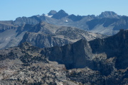 Mt. Lyell (with the glacier) and Mt. McClure mark the high points in Yosemite National Park.