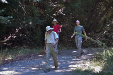 David, Bill, and Steve walk down the Gordon Mill Trail.