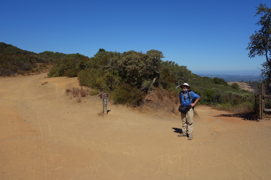 Frank at the junction of Limekiln and Priest Rock Trails