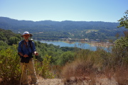 Frank pauses on Priest Rock Trail as we descend to Lexington Reservoir.