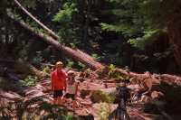 John Serafin and Stella Hackell at one of the sites of storm damage from the previous winter.