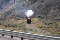 Nevada Northern Engine Nr. 40 climbing up Robinson Canyon to the Copper Mines west of Ely.