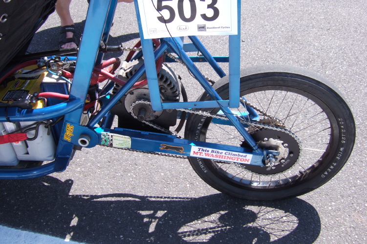 Josh's drag-racing trike, left side drivetrain.