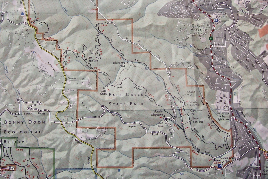 Fall Creek Redwoods State Park Map