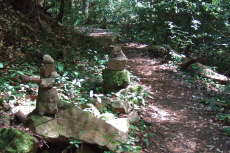 Two cairns on the Fall Creek Trail